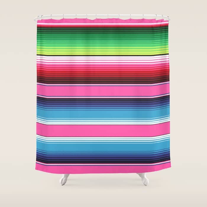 Pink Mexican Serape Blanket Stripes Shower Curtain