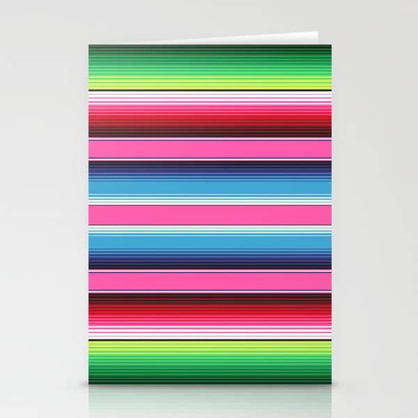 Pink Mexican Serape Blanket Stripes Stationery Card