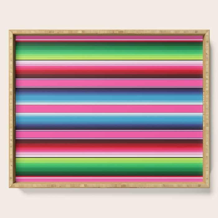 Pink Mexican Serape Blanket Stripes Serving Tray
