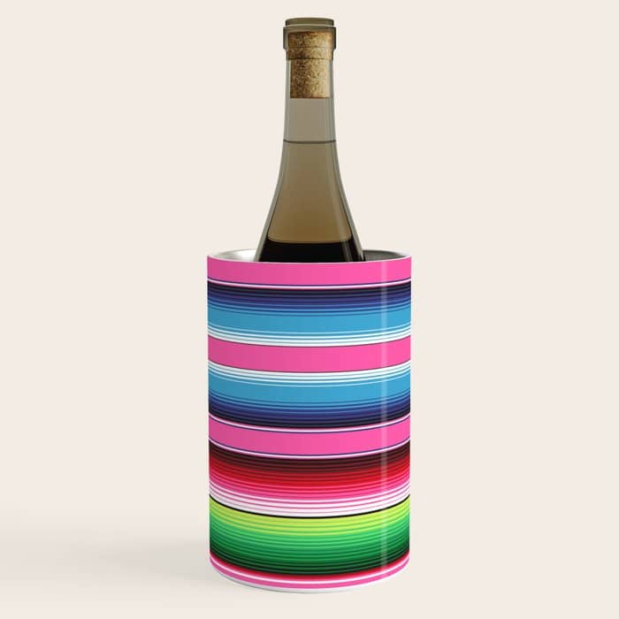 Pink Mexican Serape Blanket Stripes Wine Chiller