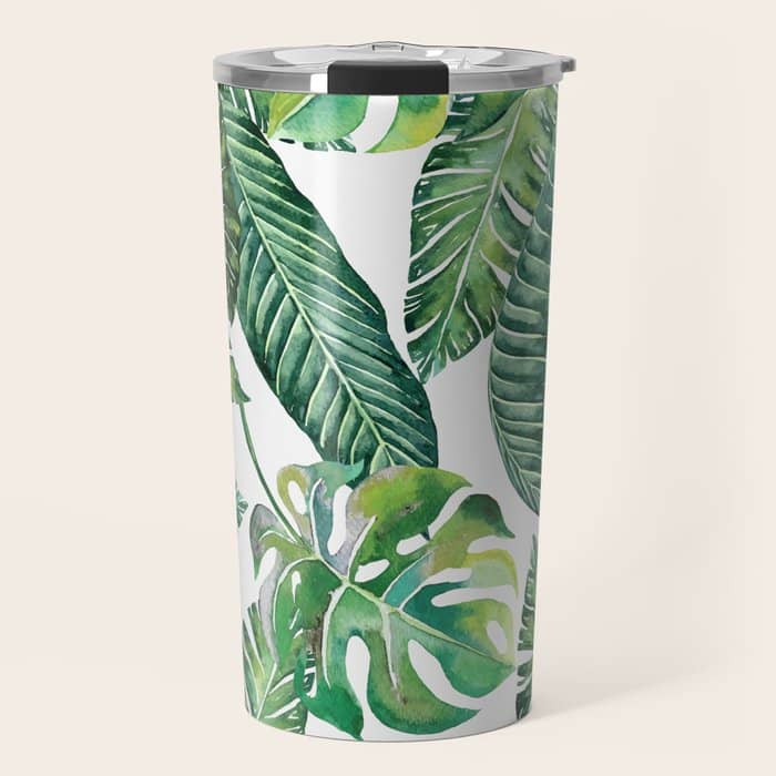 Jungle Leaves, Banana, Monstera #Homestorie Travel Mug