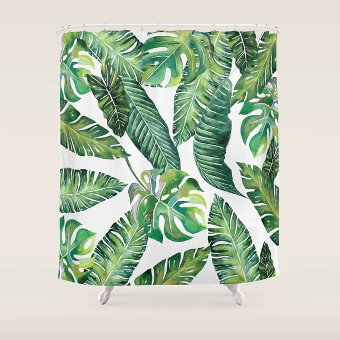 Jungle Leaves, Banana, Monstera #Homestorie Shower Curtain
