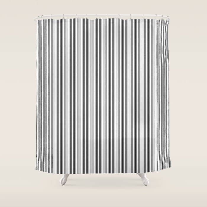 Trendy French Black And White Mattress Ticking Double Stripes Shower Curtain