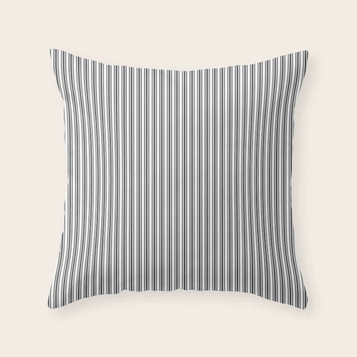 Trendy French Black And White Mattress Ticking Double Stripes Throw Pillow