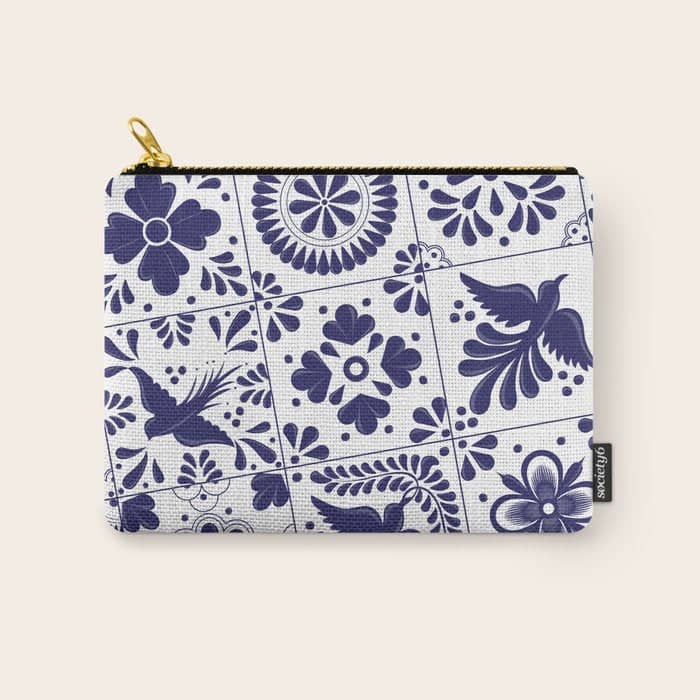Mexican Talavera Blue Tiles Pattern By Akbaly Carry All Pouch