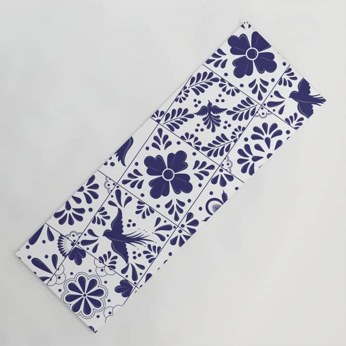 Mexican Talavera Blue Tiles Pattern By Akbaly Yoga Mat