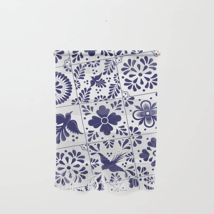 Mexican Talavera Blue Tiles Pattern By Akbaly Wall Hanging