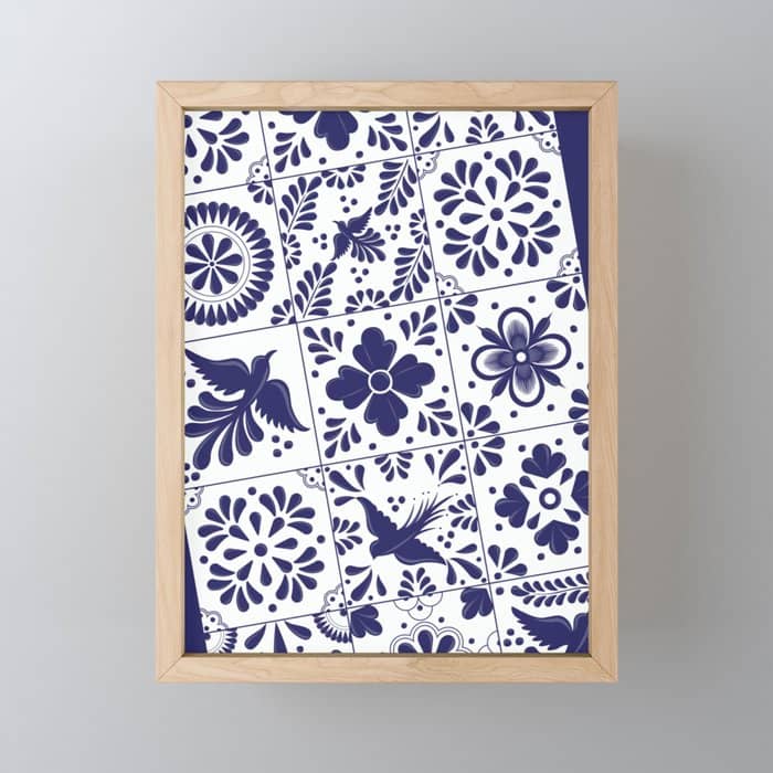 Mexican Talavera Blue Tiles Pattern By Akbaly Mini Art Print