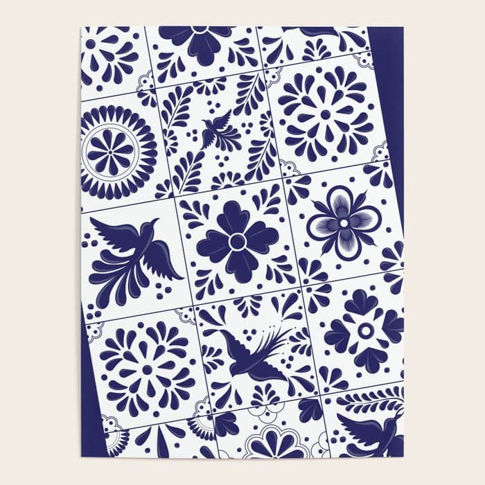 Mexican Talavera Blue Tiles Pattern By Akbaly Poster