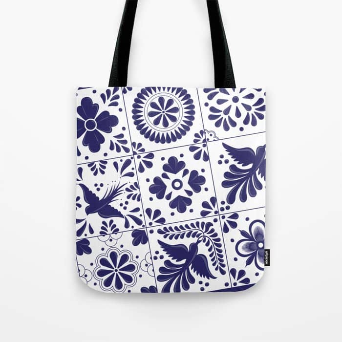 Mexican Talavera Blue Tiles Pattern By Akbaly Tote Bag