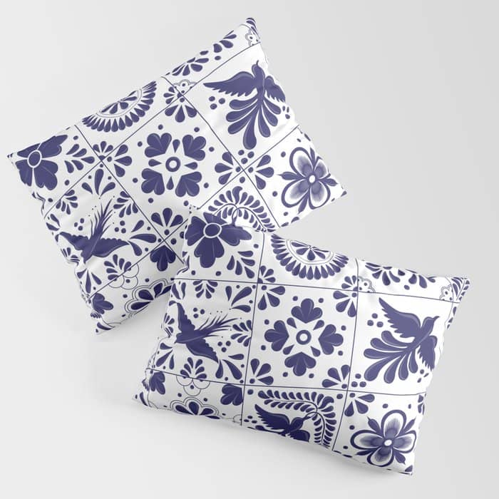 Mexican Talavera Blue Tiles Pattern By Akbaly Pillow Sham