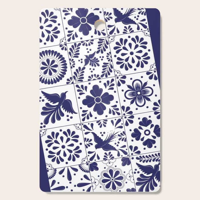 Mexican Talavera Blue Tiles Pattern By Akbaly Cutting Board