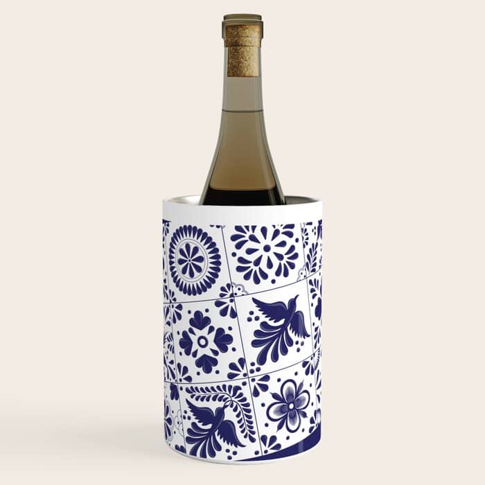 Mexican Talavera Blue Tiles Pattern By Akbaly Wine Chiller