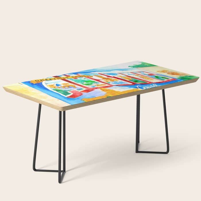 Greetings From Austin Mural Watercolor Coffee Table