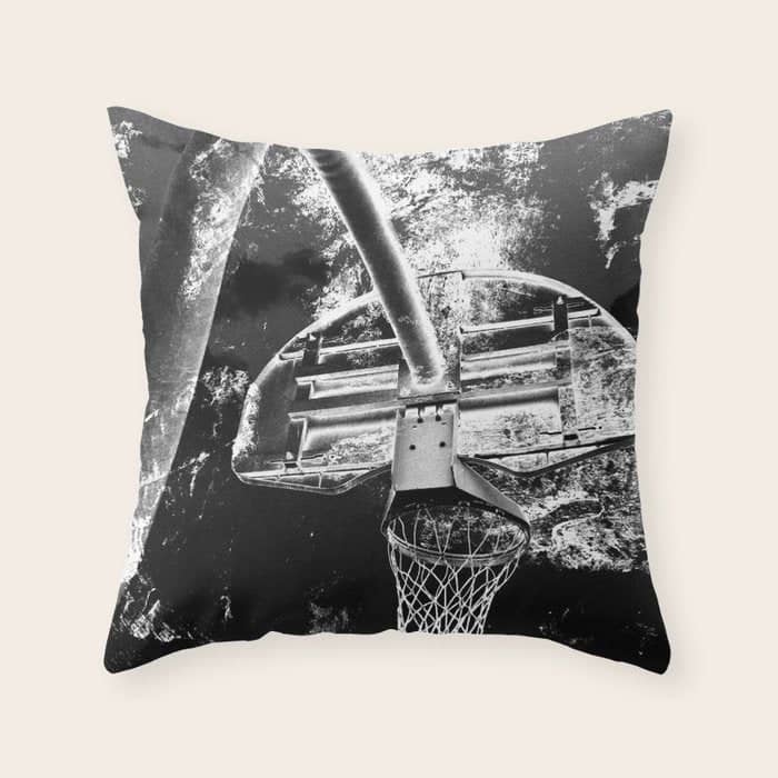 Black And White Basketball Art Throw Pillow