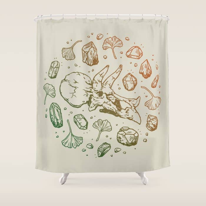 Triceratops Rocks! | Leaf Green & Pumpkin Spice Ombré Shower Curtain