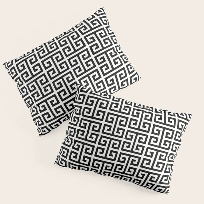 Black And White Greek Key Pattern Pillow Sham