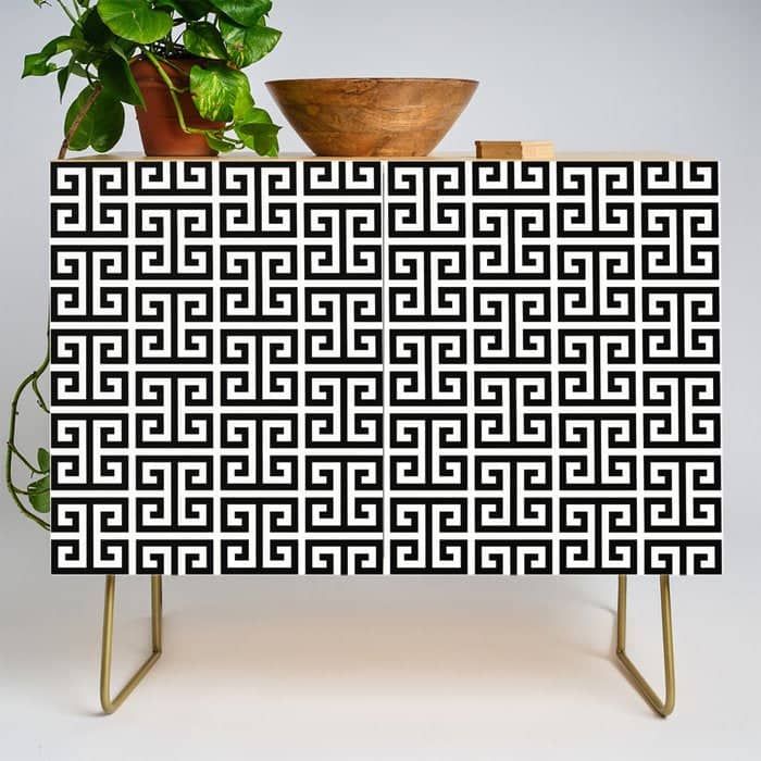 Black And White Greek Key Pattern Credenza