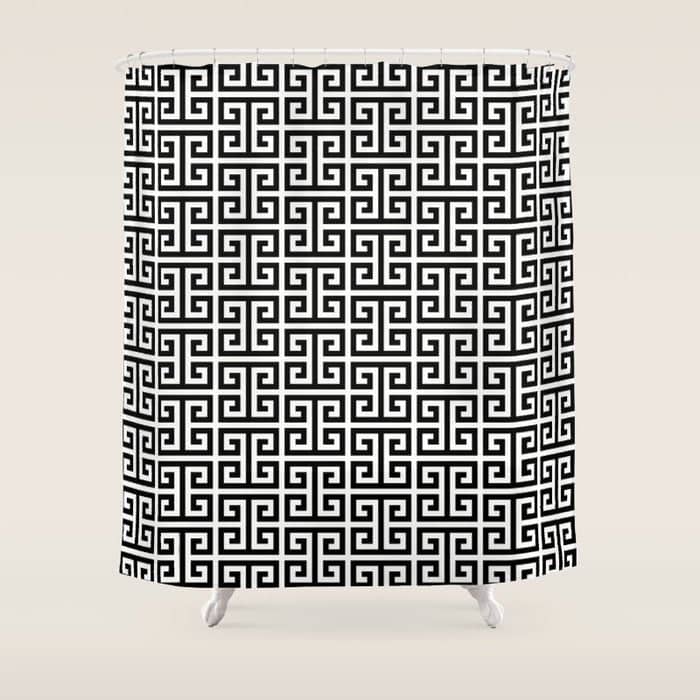 Black And White Greek Key Pattern Shower Curtain