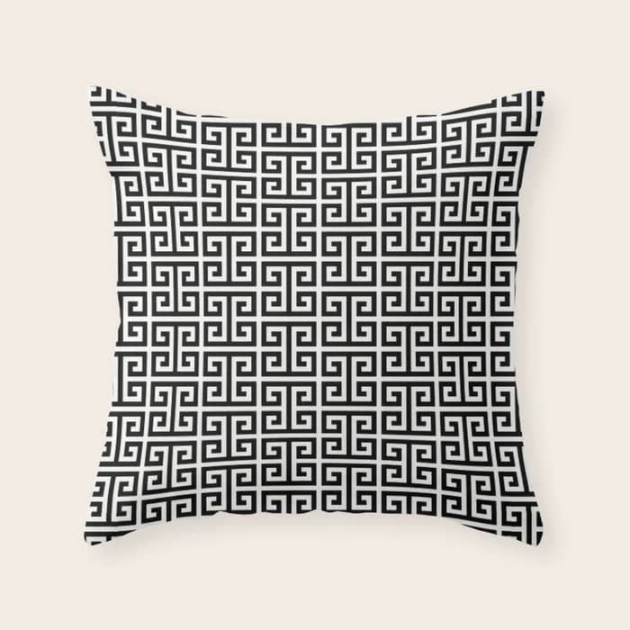 Black And White Greek Key Pattern Throw Pillow