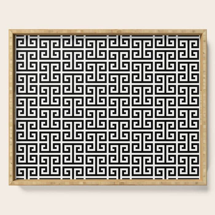 Black And White Greek Key Pattern Serving Tray