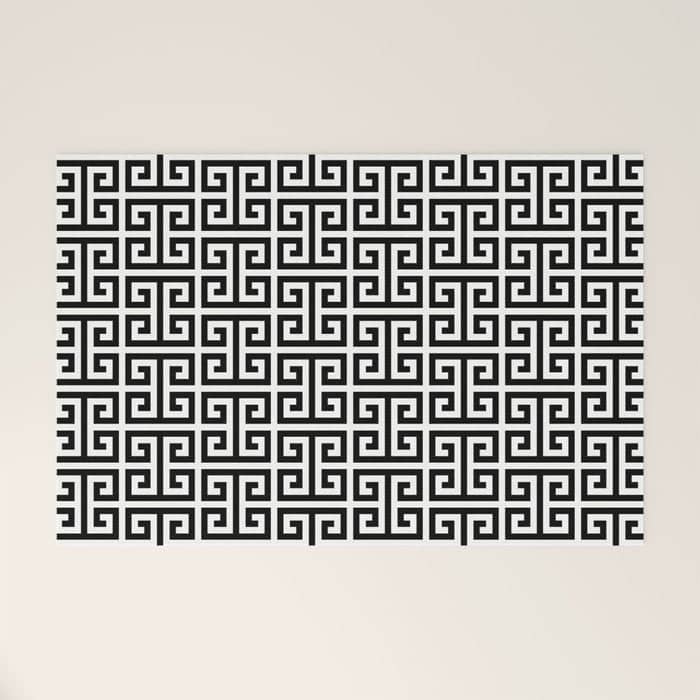 Black And White Greek Key Pattern Welcome Mat