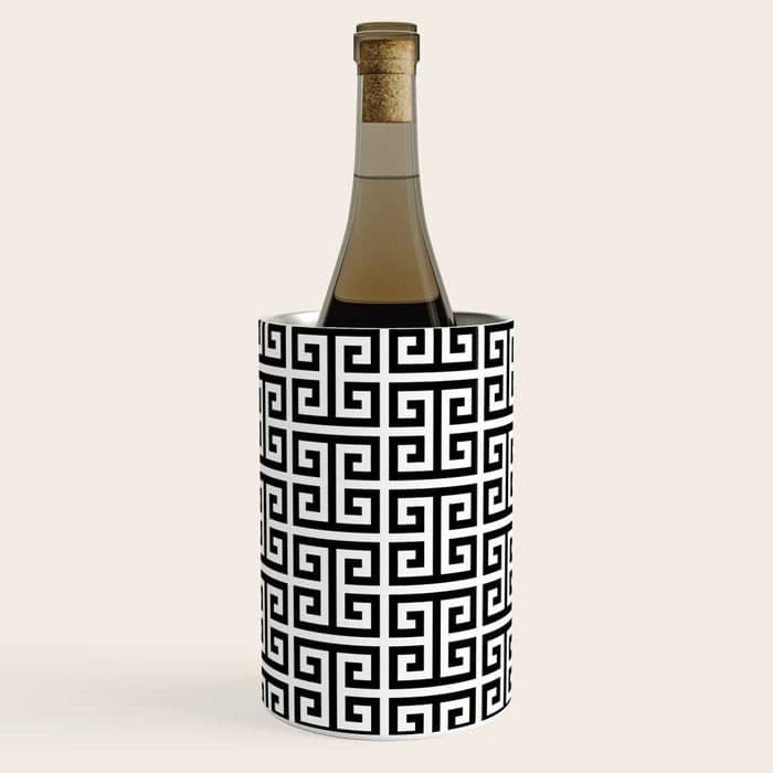 Black And White Greek Key Pattern Wine Chiller