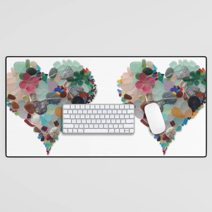 Love -  Sea Glass Heart A Unique Birthday & FatherâS Day Gift Desk Mat
