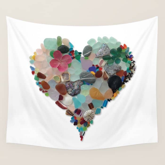 Love -  Sea Glass Heart A Unique Birthday & FatherâS Day Gift Wall Tapestry