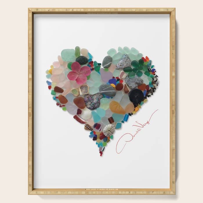 Love -  Sea Glass Heart A Unique Birthday & FatherâS Day Gift Serving Tray