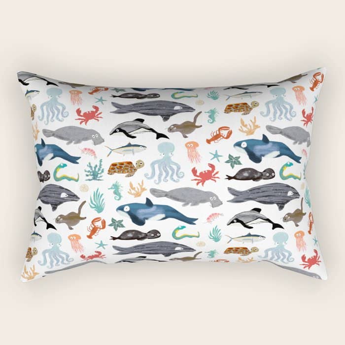 Sea Change: Ocean Animals Rectangular Pillow