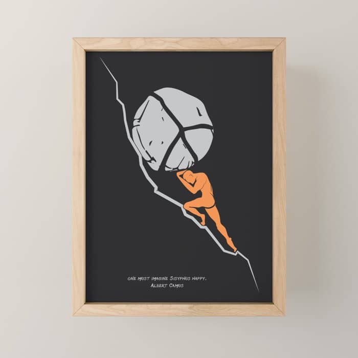 One Must Imagine Sisyphus Happy - Illustration - Albert Camus Quote Mini Art Print