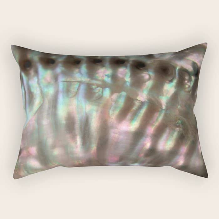 Shimmery Greenish Pink Abalone Mother Of Pearl Rectangular Pillow