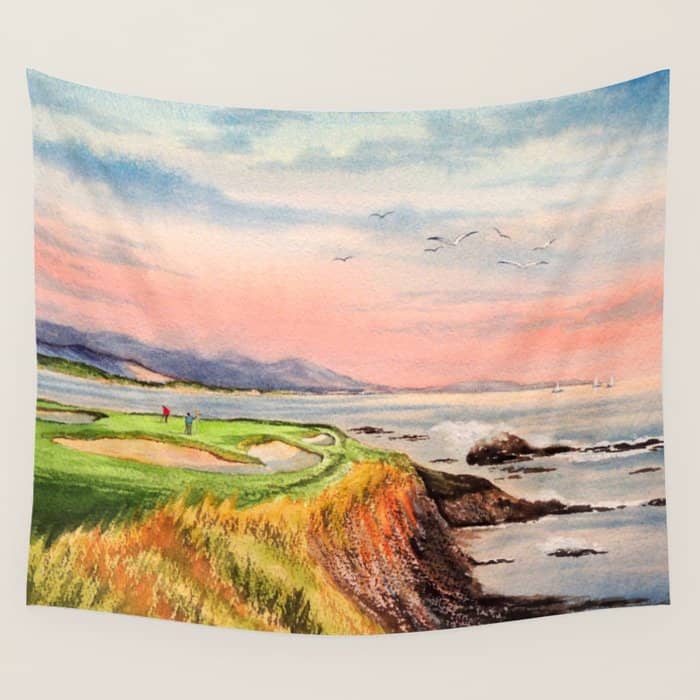 Pebble Beach Golf Course 7th Hole Wall Tapestry