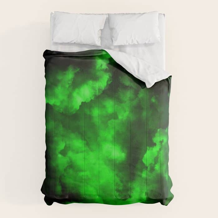Envy - Abstract In Black And Neon Green Comforter