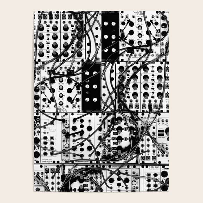 Analog Synthesizer System - Modular Black And White Poster
