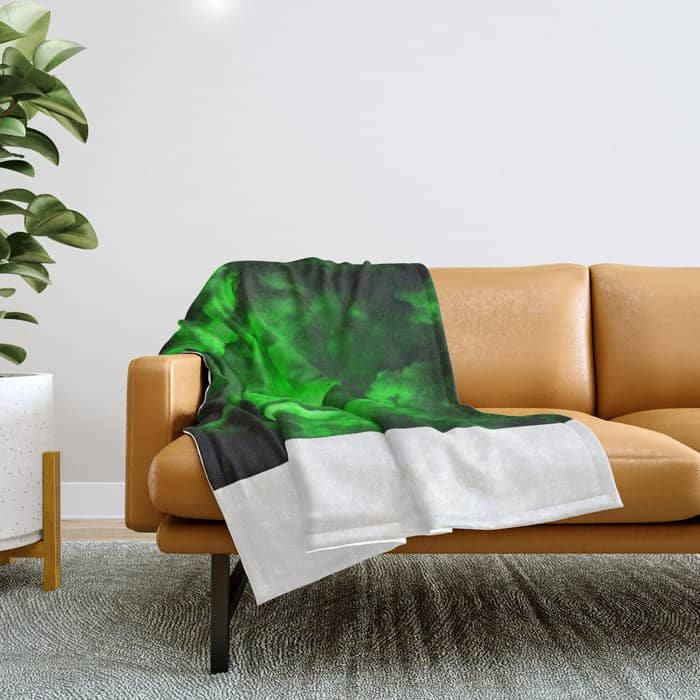 Envy - Abstract In Black And Neon Green Throw Blanket