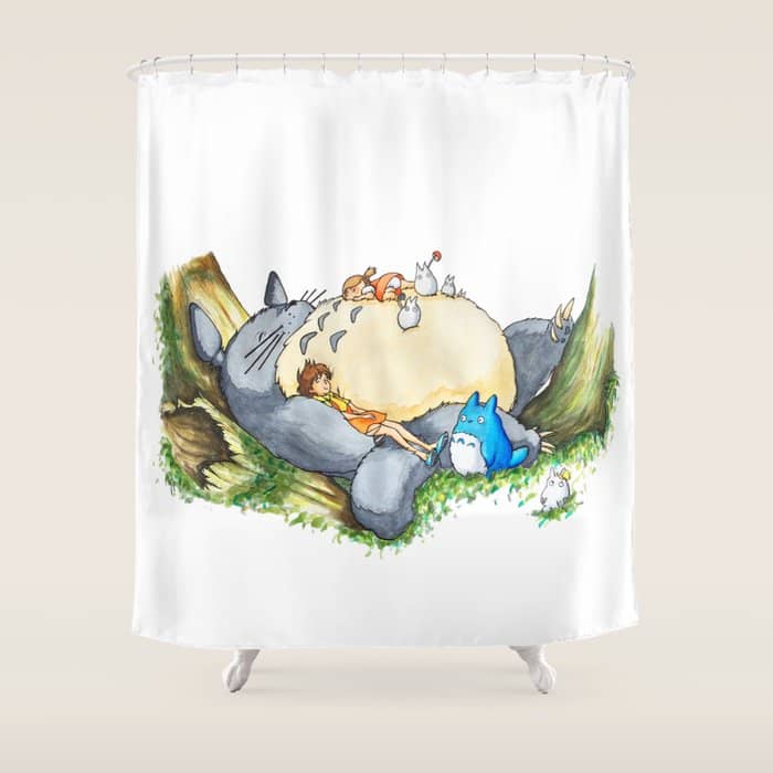 Ghibli Forest Illustration Shower Curtain
