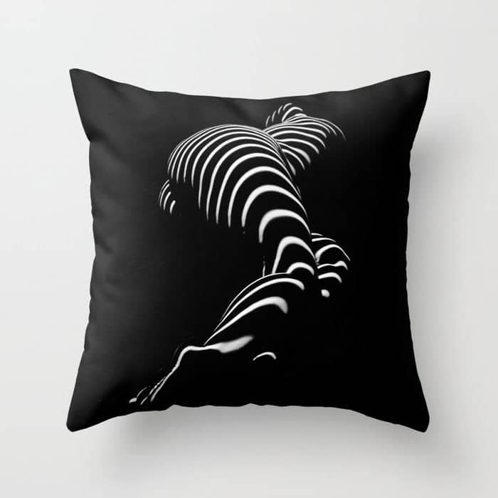 0774-Ar Bbw Sensual Legs Hips And Ass Of A Large Woman Big Beautiful Art Nude Black And White Throw Pillow