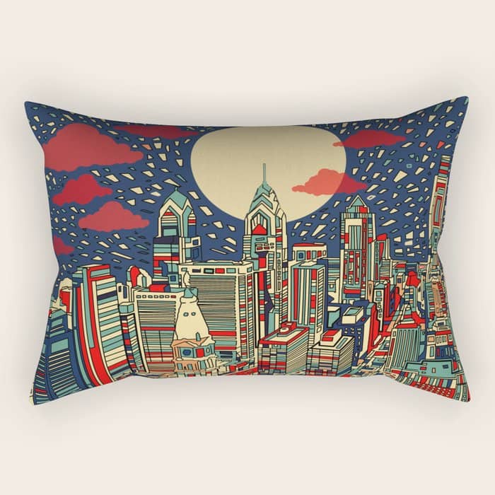 Philadelphia City Skyline Rectangular Pillow