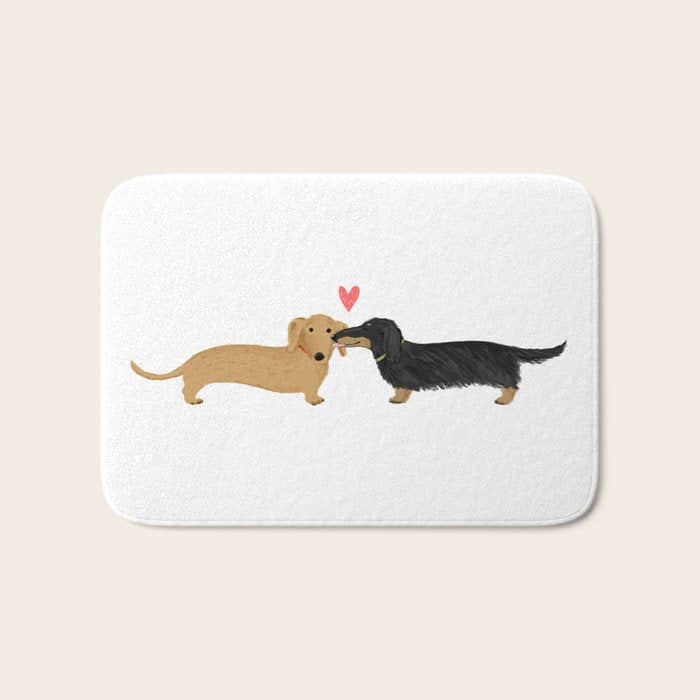 Cute Wiener Dogs With Heart | Dachshunds Love Bath Mat