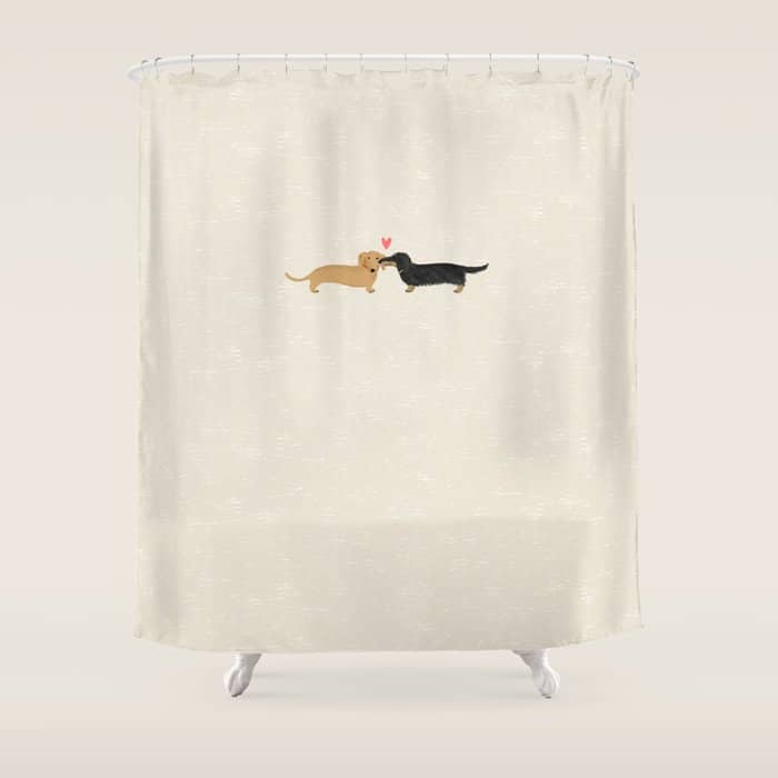 Cute Wiener Dogs With Heart | Dachshunds Love Shower Curtain