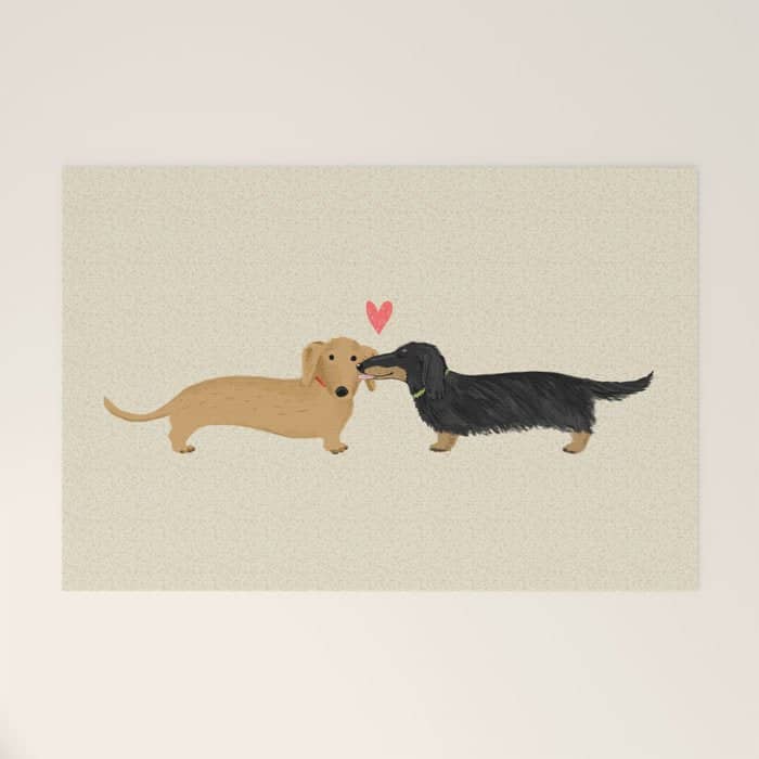 Cute Wiener Dogs With Heart | Dachshunds Love Welcome Mat