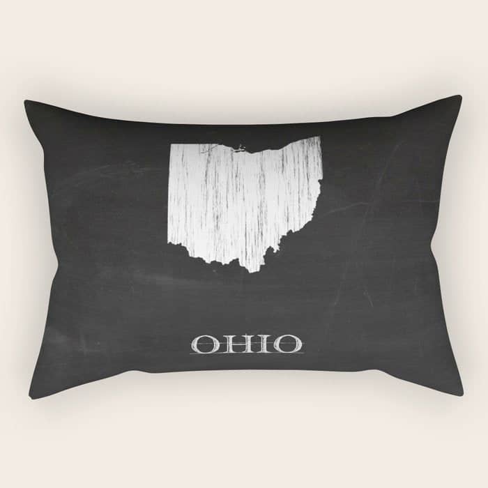 Ohio State Map Chalk Drawing Rectangular Pillow