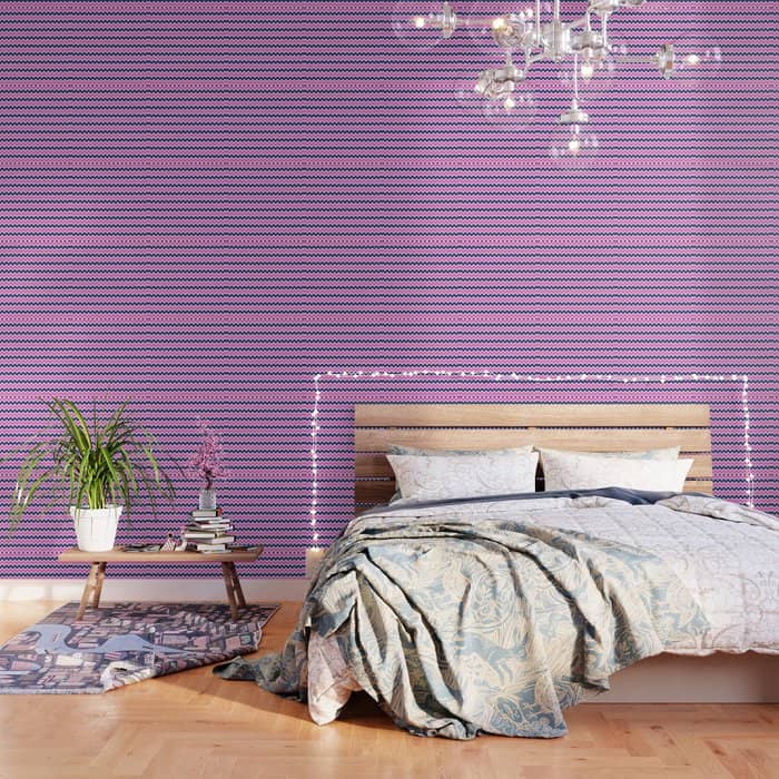 Hot Pink And Navy Blue Chevron Wallpaper
