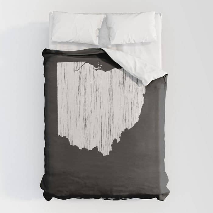 Ohio State Map Chalk Drawing Duvet Cover