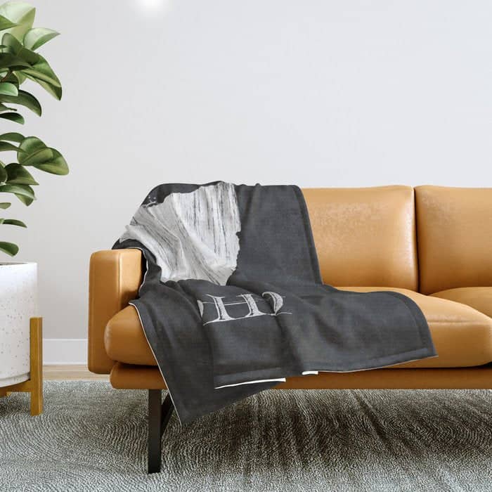 Ohio State Map Chalk Drawing Throw Blanket
