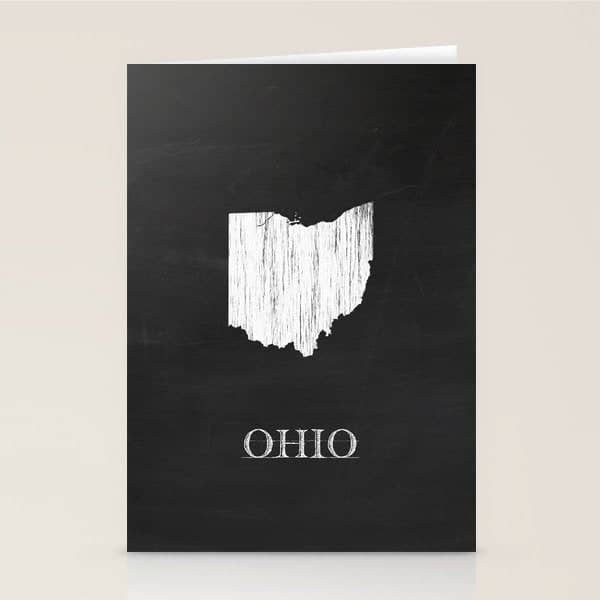 Ohio State Map Chalk Drawing Stationery Card