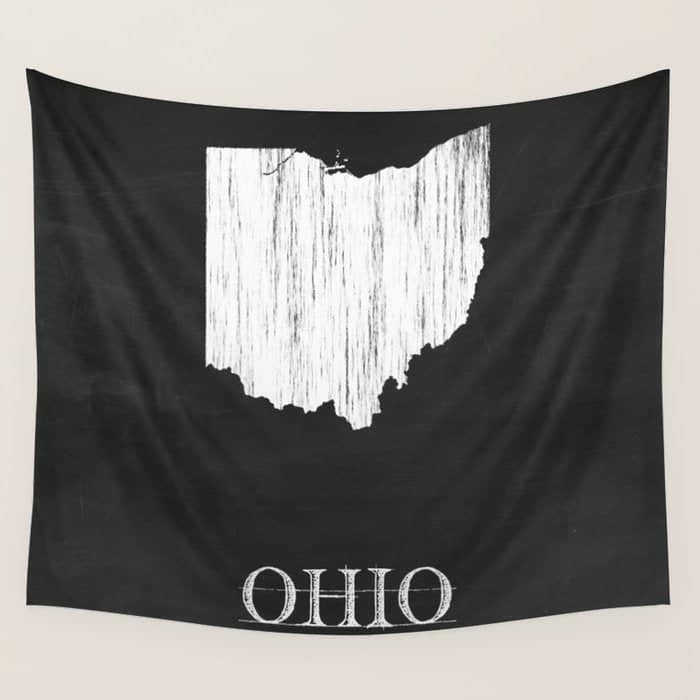 Ohio State Map Chalk Drawing Wall Tapestry