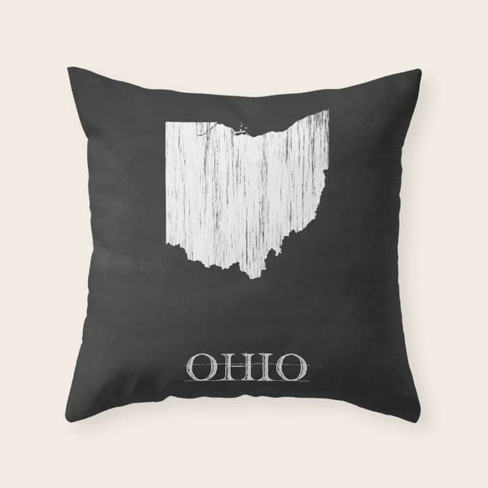 Ohio State Map Chalk Drawing Throw Pillow